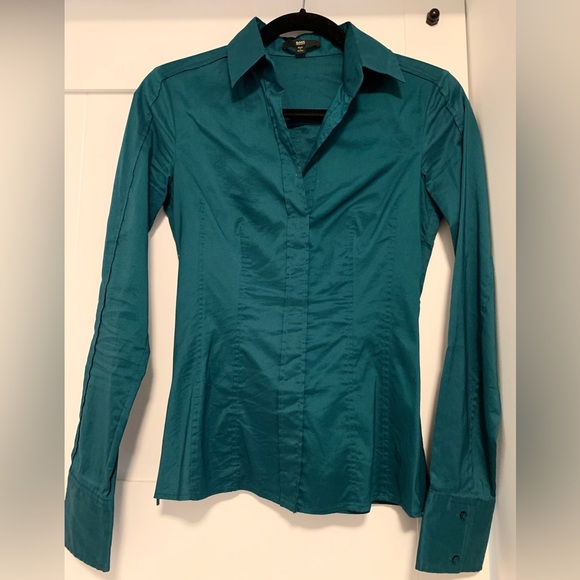 HUGO BOSS Women’s Fitted Dress Shirt – Teal - Picture 2 of 6
